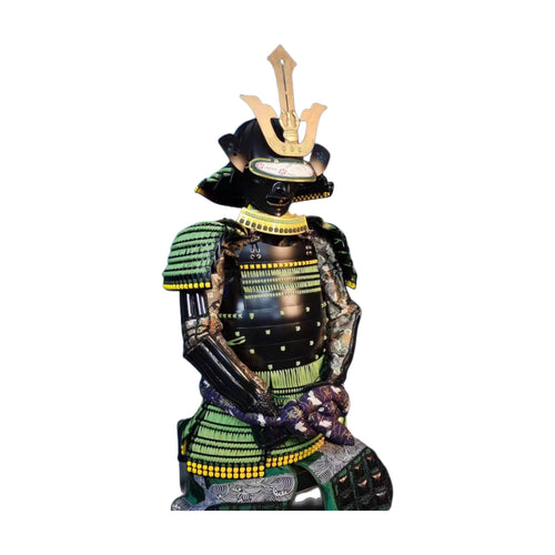 Imagawa Yoshimoto samurai armor, front detail, dark lacquered plate