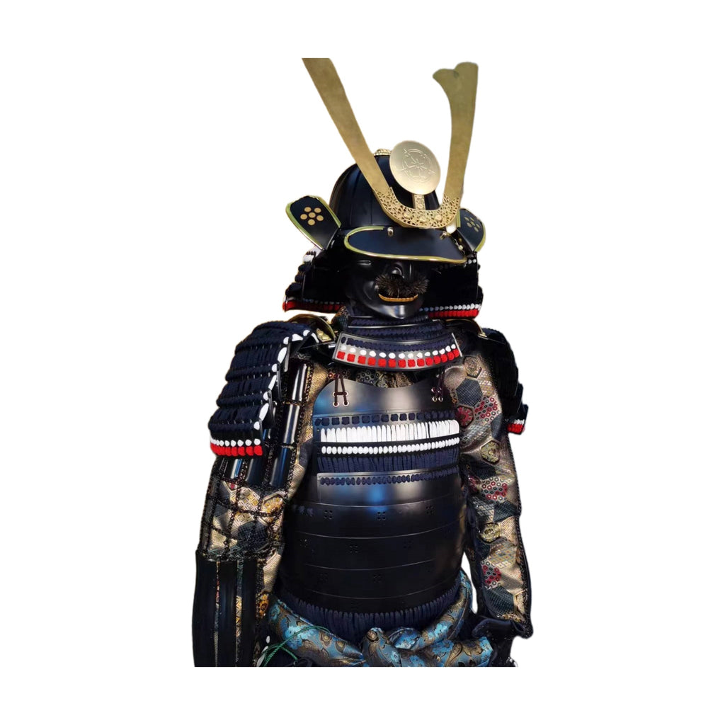 Black lacquered samurai armor, three-quarter view