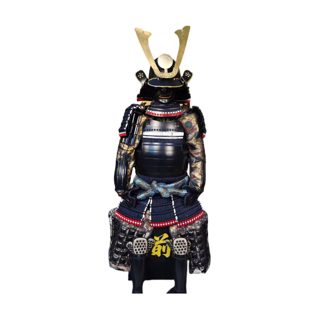 Black lacquered samurai armor, rear view