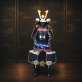 Oda Nobunaga Samurai Armor — Black Lacquer, Full Life-Size Set — full front view