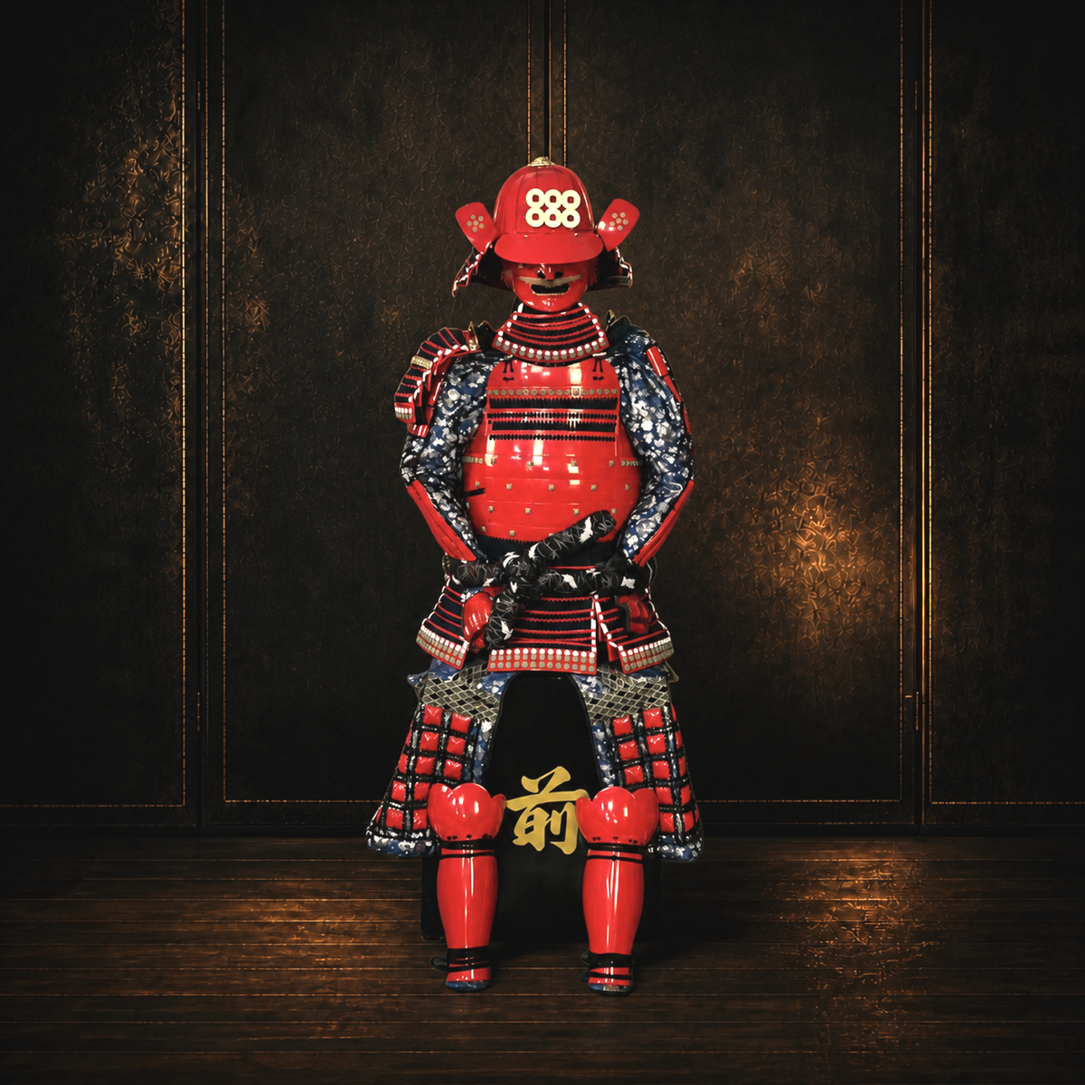 Sanada Daisuke Samurai Armor — Red and Black, Full Life-Size Set — full front view