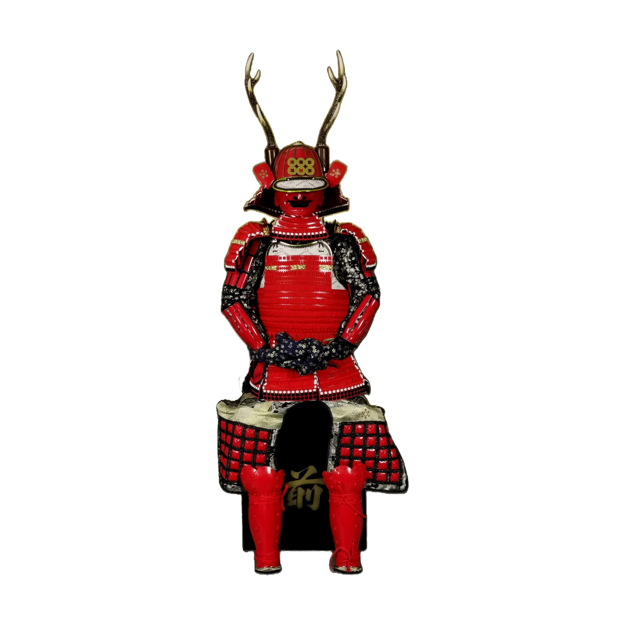 Sanada Yukimura Crimson Red samurai armor, white background, view 1