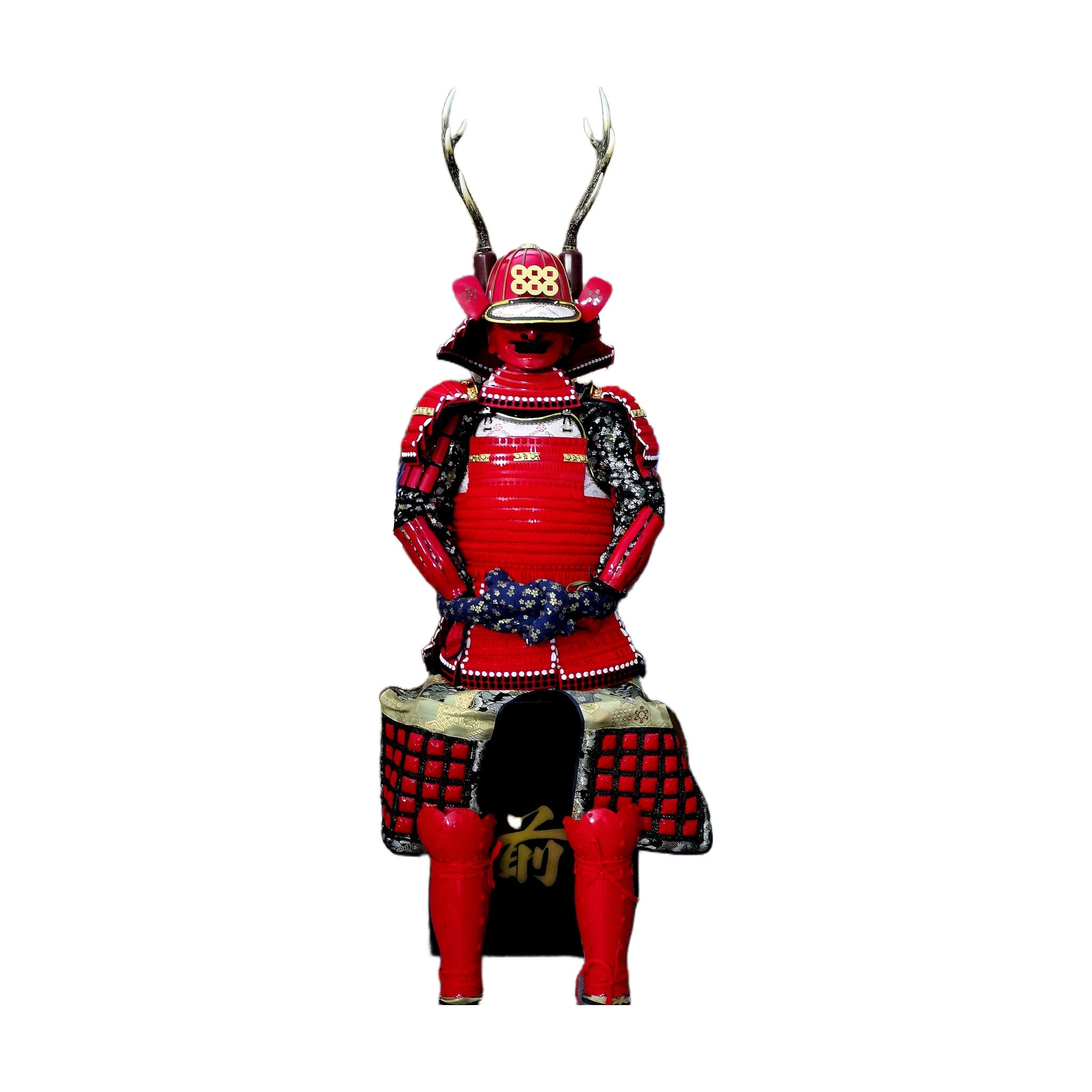 Sanada Yukimura Crimson Red samurai armor, white background, view 2