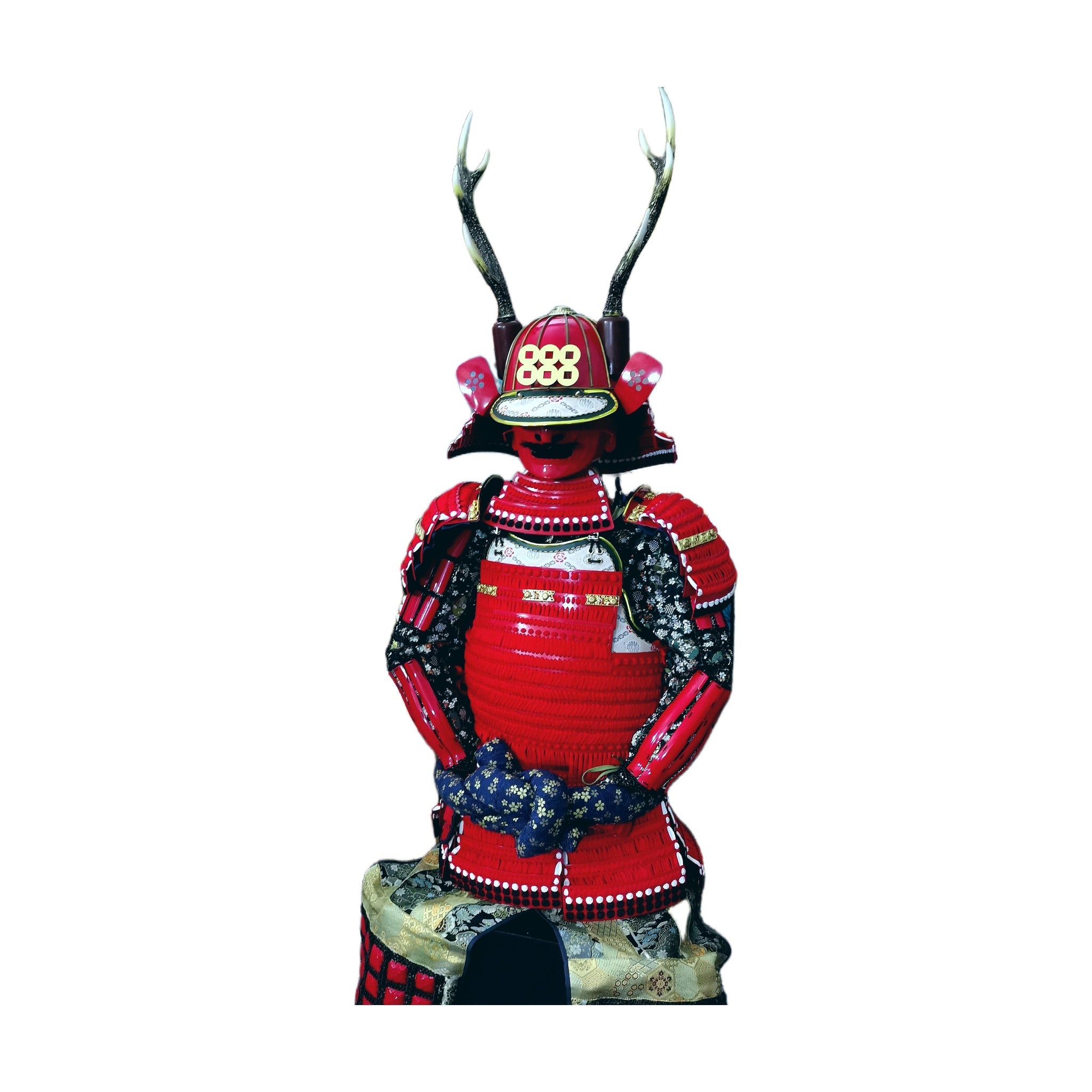 Sanada Yukimura Crimson Red samurai armor, white background, view 4