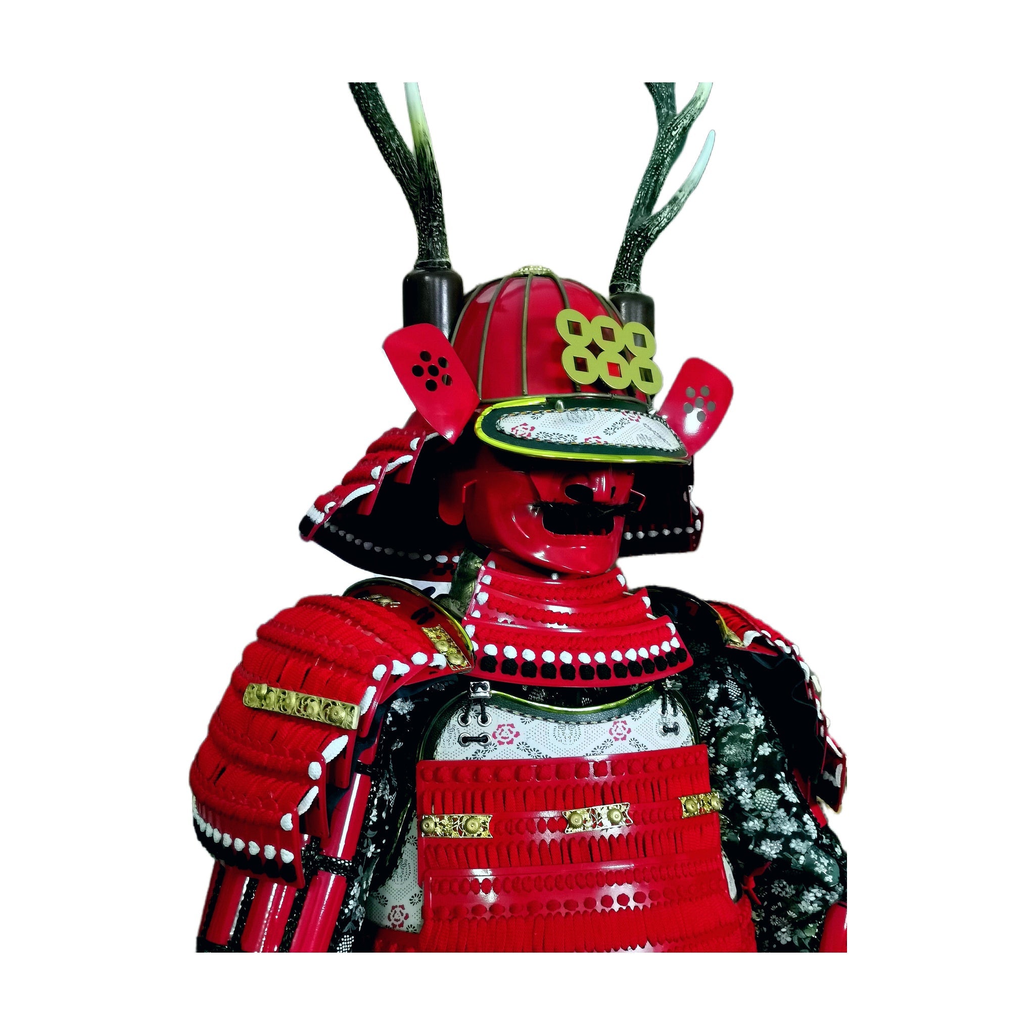 Sanada Yukimura Crimson Red samurai armor, white background, view 5