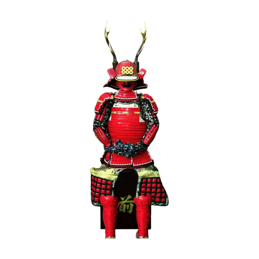 Sanada Yukimura Crimson Red samurai armor, white background, view 6