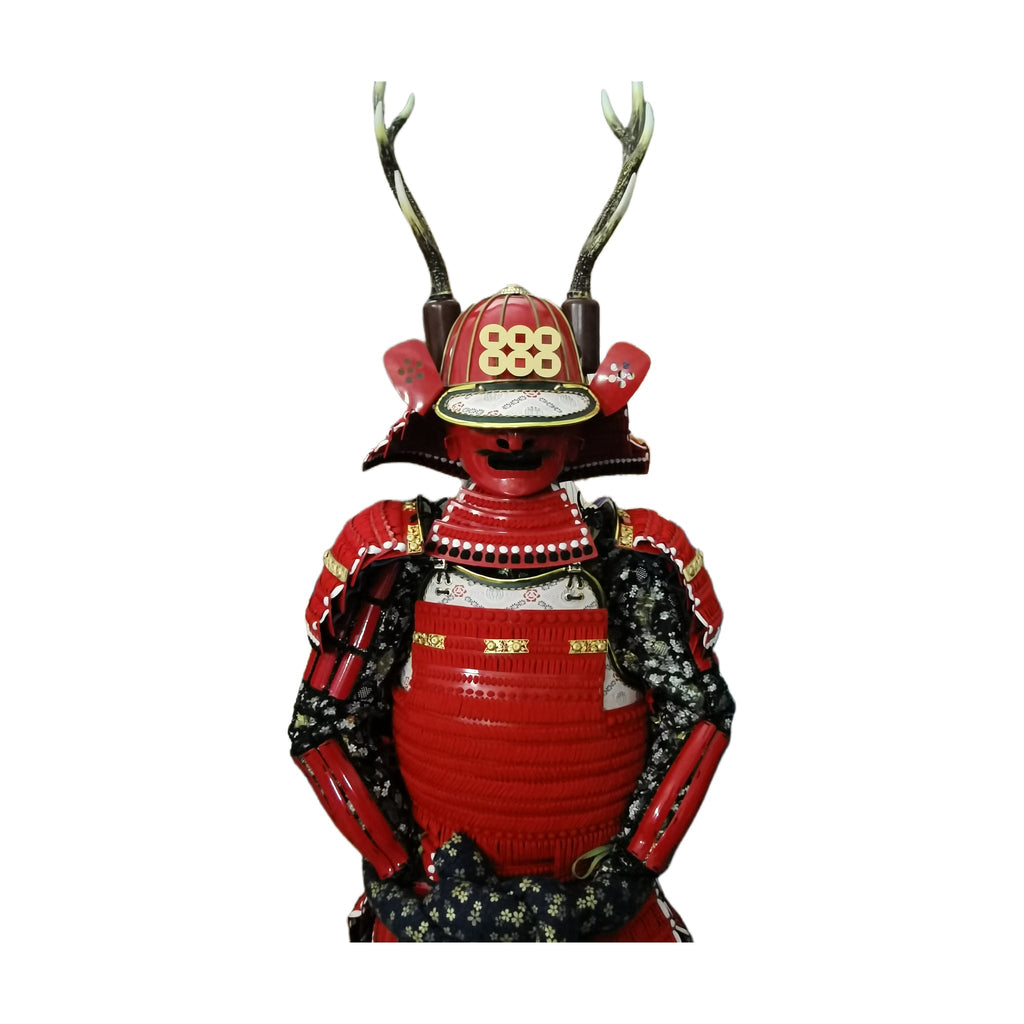 Sanada Yukimura Crimson Red samurai armor, white background, view 7