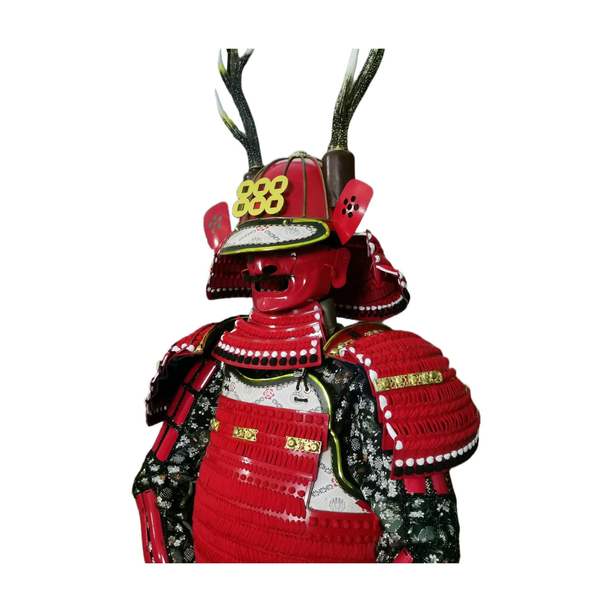 Sanada Yukimura Crimson Red samurai armor, white background, view 8