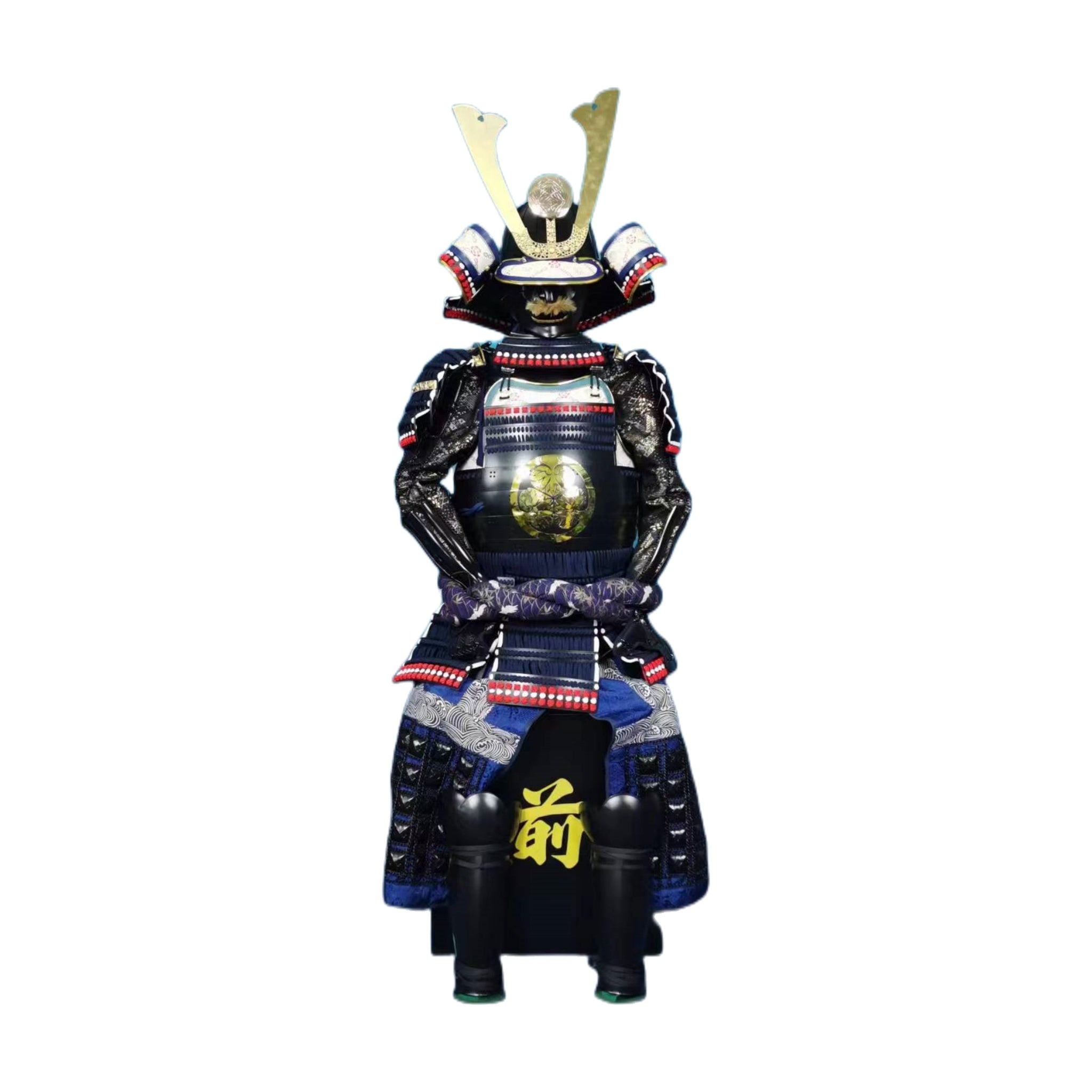 Tokugawa o-yoroi classical Japanese great armor, front view, white background