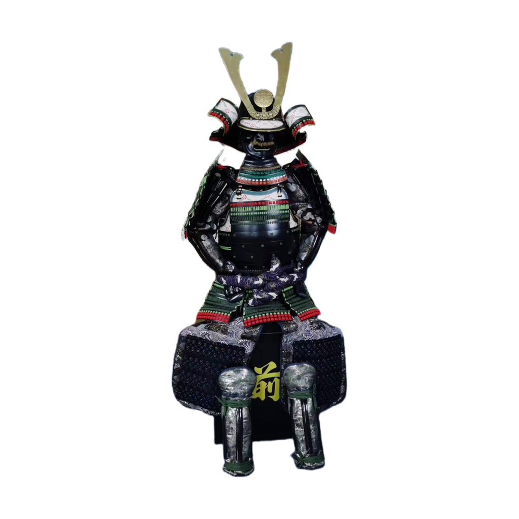 Tokugawa Yoshinobu samurai armor, front view, white background