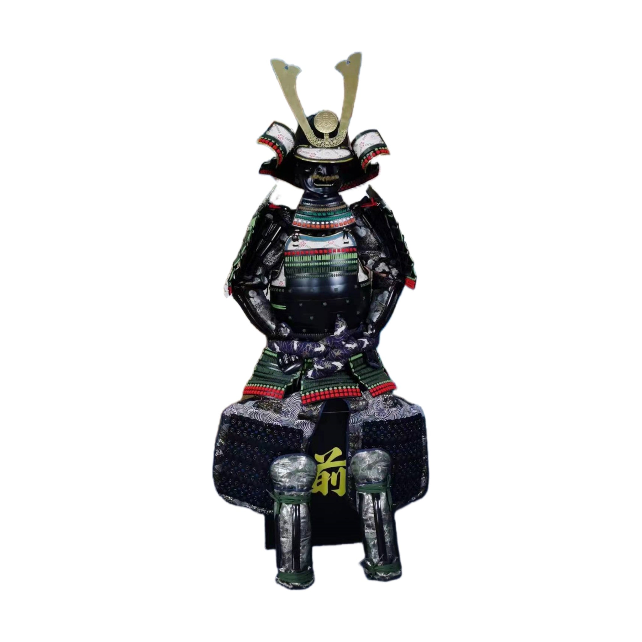Tokugawa Yoshinobu samurai armor, front view, white background