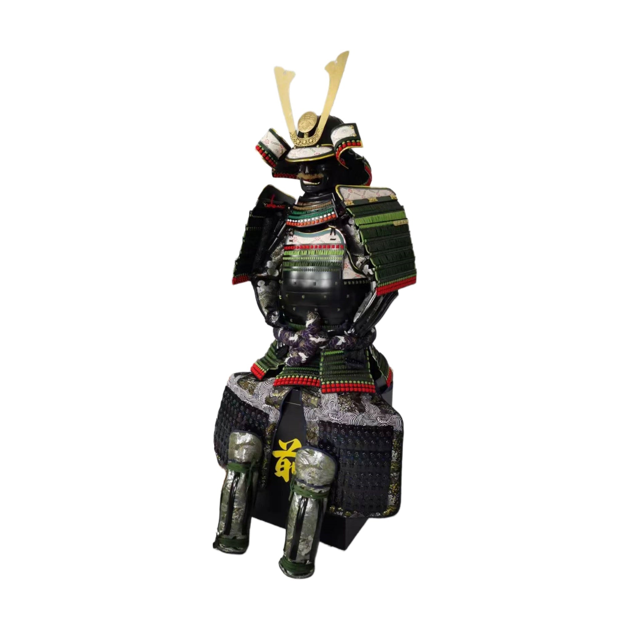 Late Edo ceremonial samurai armor, front detail, green lacing