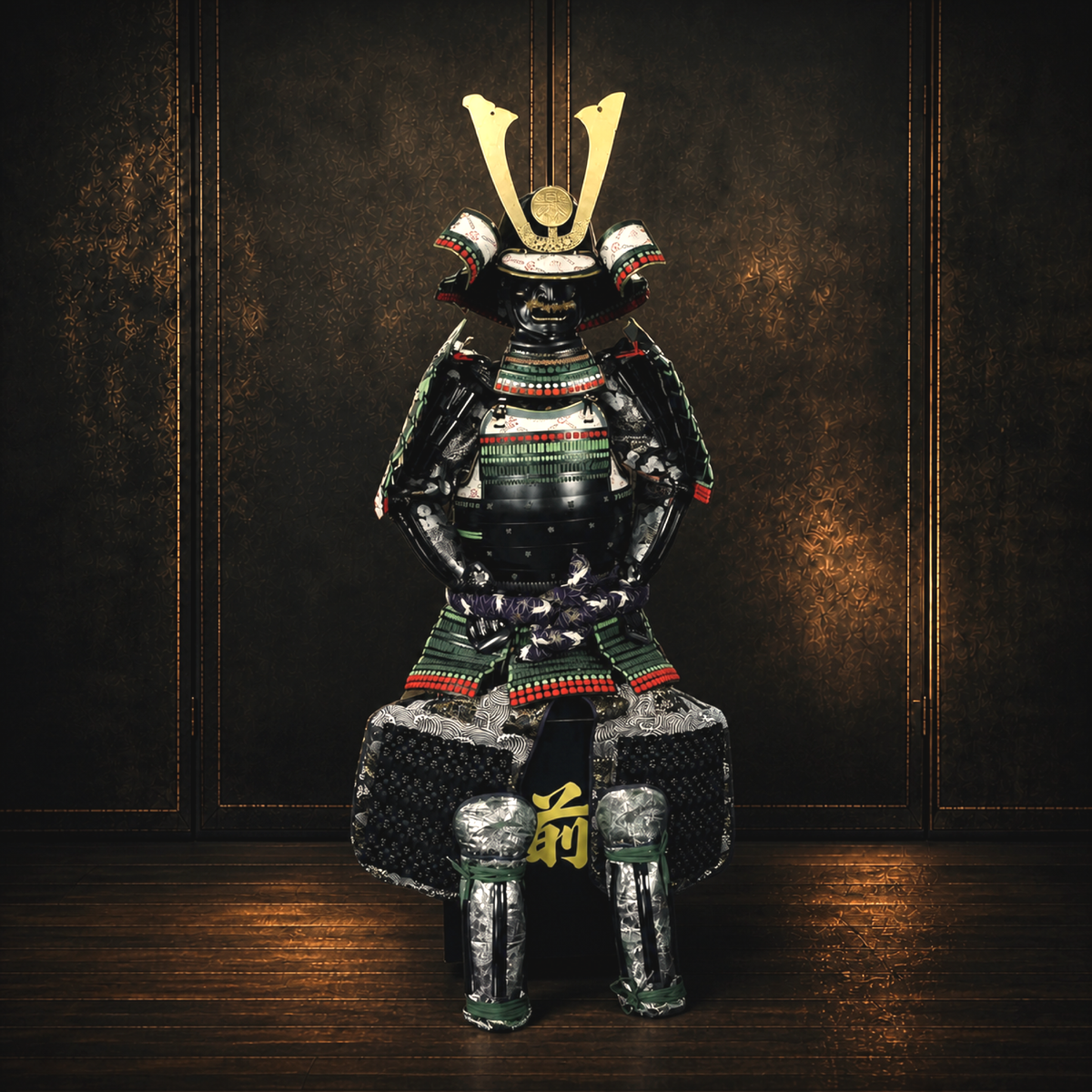 Tokugawa Yoshinobu Samurai Armor — Late Edo Ceremonial, Full Life-Size Set — full front view